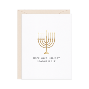 Lit Menorah — Punny Hanukkah Card