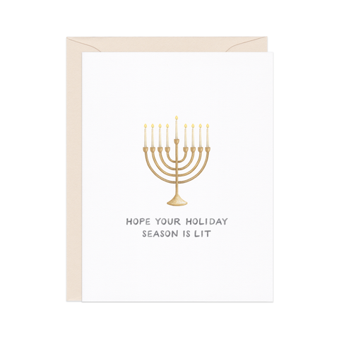 Lit Menorah — Punny Hanukkah Card