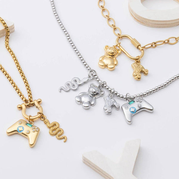 18K Gold PVD Stainless Steel Game Controller Charm: Gold
