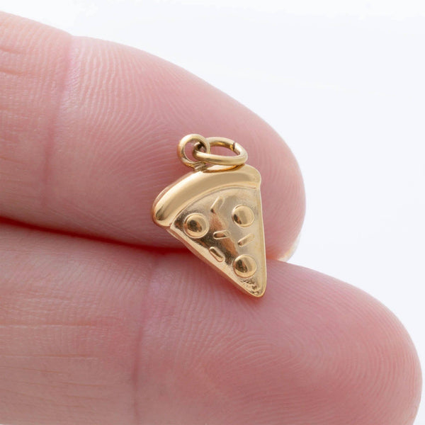 18K Gold PVD Stainless Steel Pizza Charm: Gold