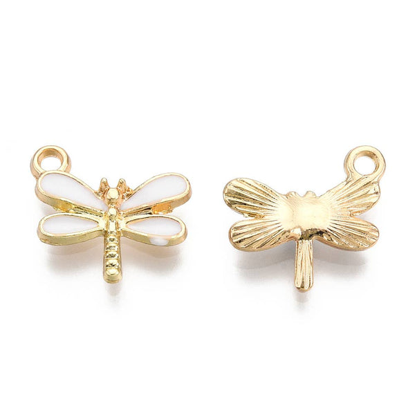 Gold Alloy Dragonfly Charm: Pink