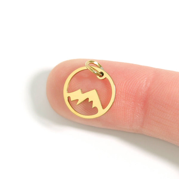 Stainless Steel Mountain Charm: Gold