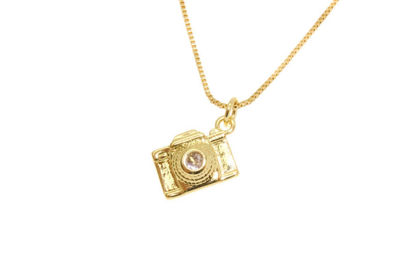 Gold Tiny Camera Photographer Charm CPG1609: 5pcs