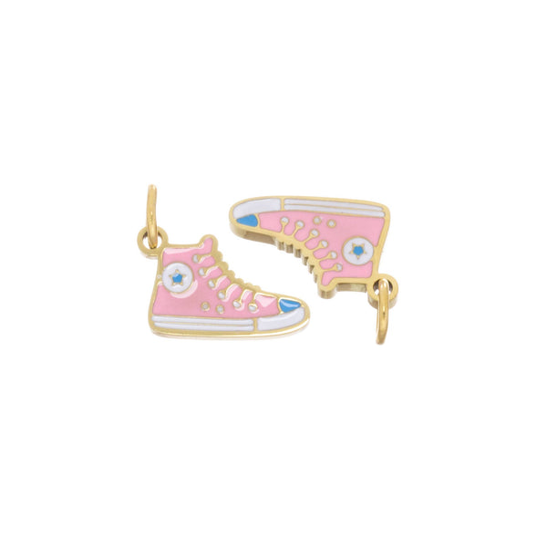 Pink Gold Tennis Shoes Charm For Jewelry Making SSPG48: 6pcs