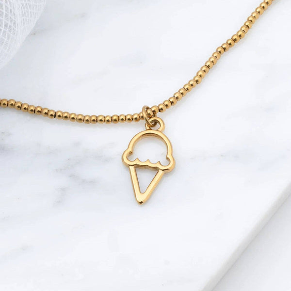 18K Gold PVD Stainless Steel Ice cream Charm: Gold