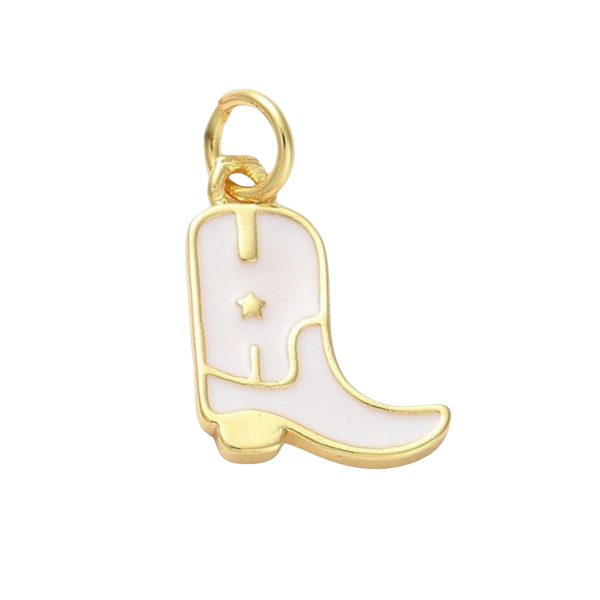 18k Gold Plated Brass Star Cowboy Boot Charm: Hot Pink