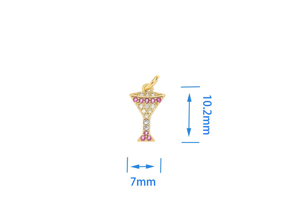 18k Gold Party Drink Cocktail Glass Charm Set CPG1543: 5pcs