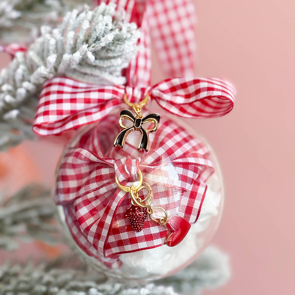 Ornament Sneaker Lace Sets | Trendy Shoe Charms & Laces: Red Gingham Ornament