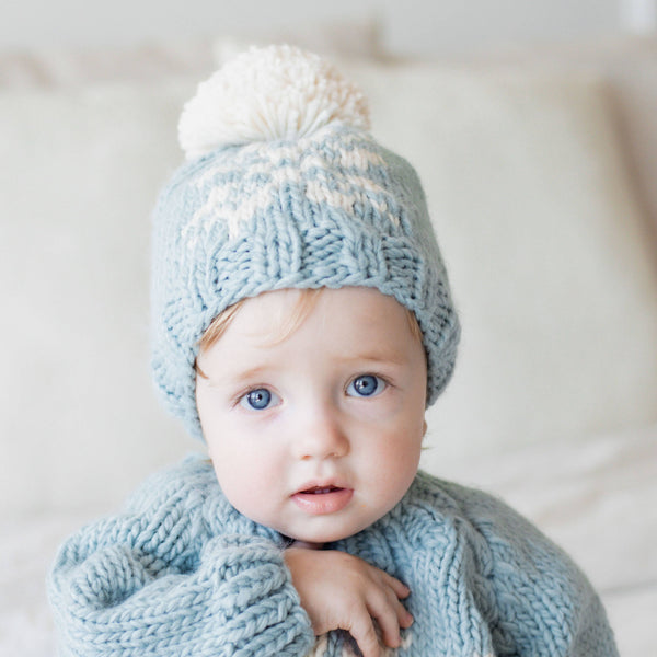 Snowflake Surf Blue Beanie Hat for Baby & Kids: L (2-6 years)