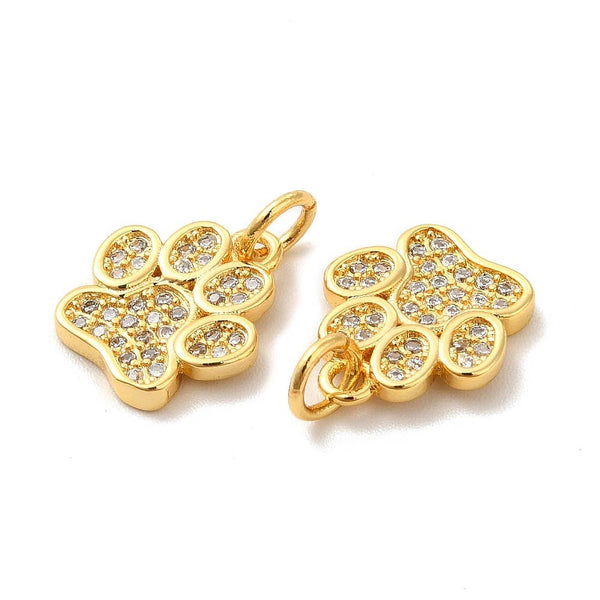 18k Gold Plated Brass Paw Print Charm