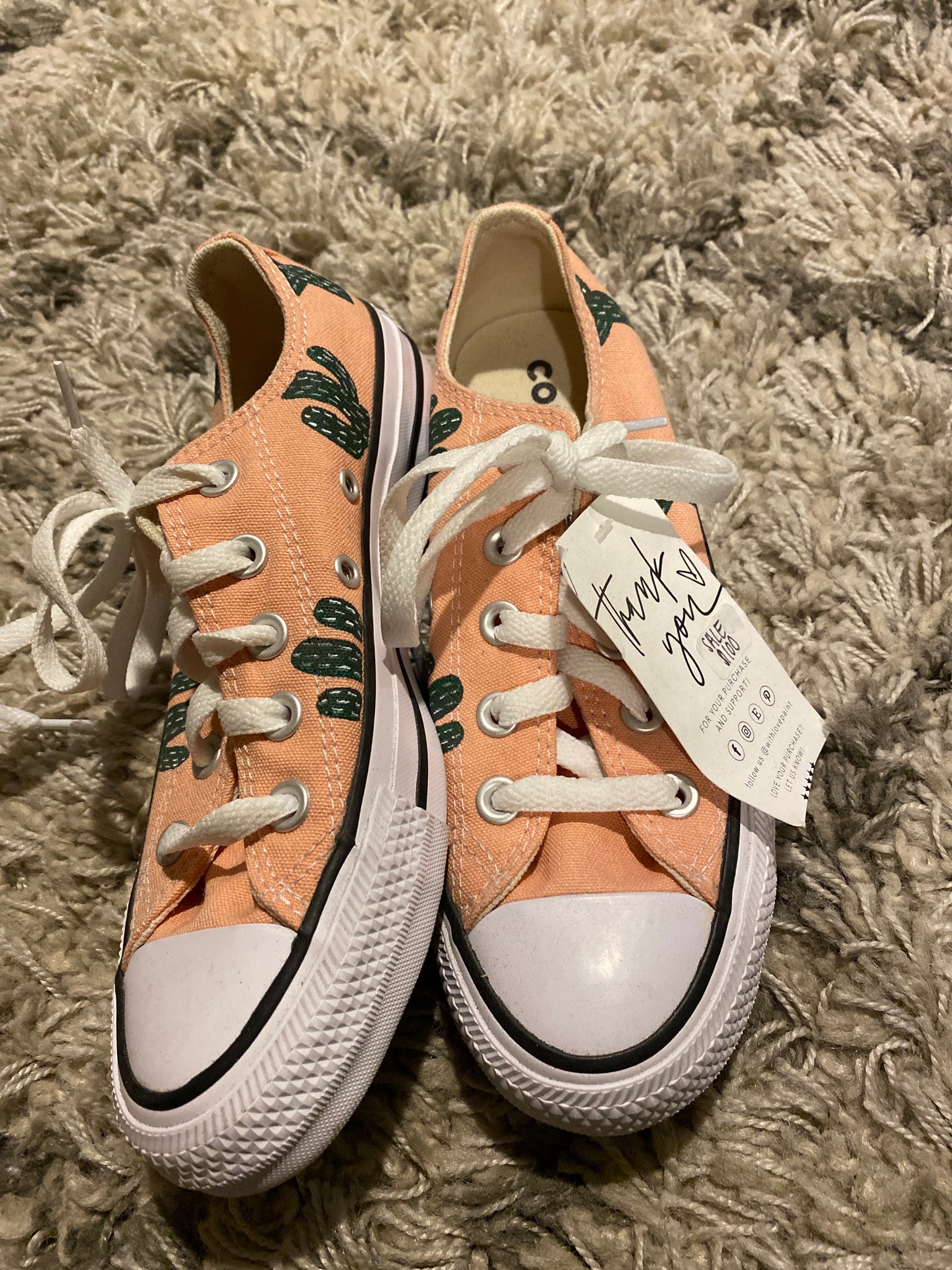 Ready To Ship | Hand Painted Cactus Low top Converse in Women's Size 5