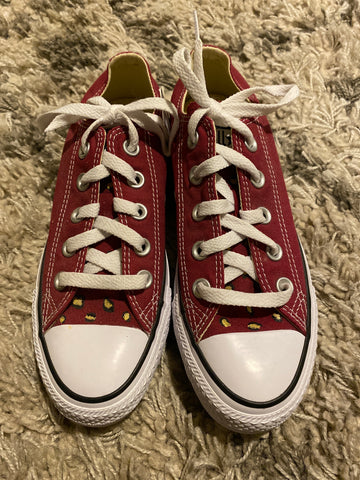 Ready To Ship | Cheetah Print Low Top Maroon Converse Women's Size 5