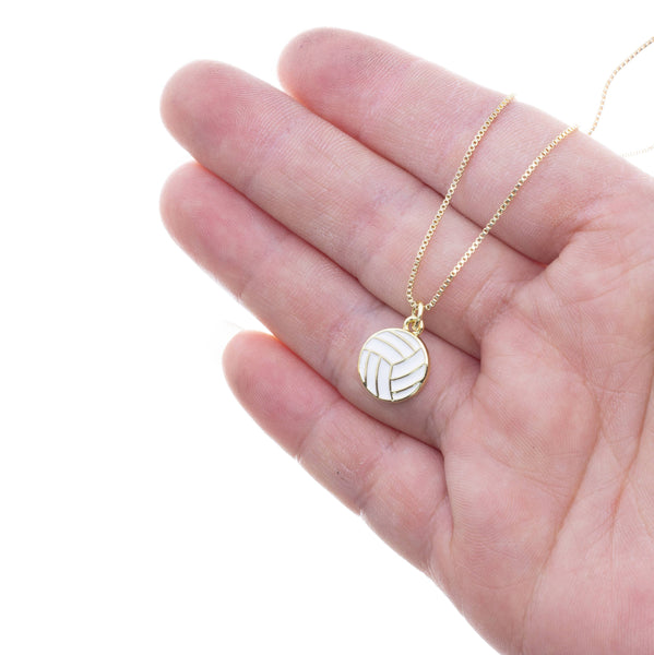 Gold Volleyball Charm with white enamel for jewelry, CPG2821: 3pcs