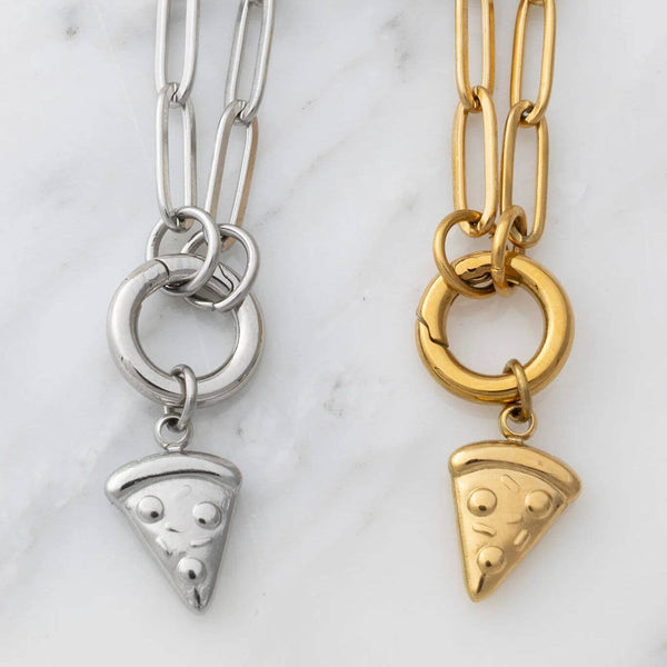 18K Gold PVD Stainless Steel Pizza Charm: Gold