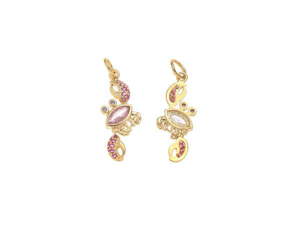 Gold CZ Crab Charm for Sealife Jewelry Making CPG1560: 3pcs