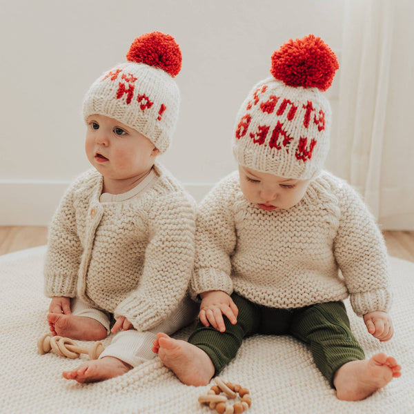 Ho Ho Ho! Hand Knit Beanie Hat SALE: L (2-6 years)