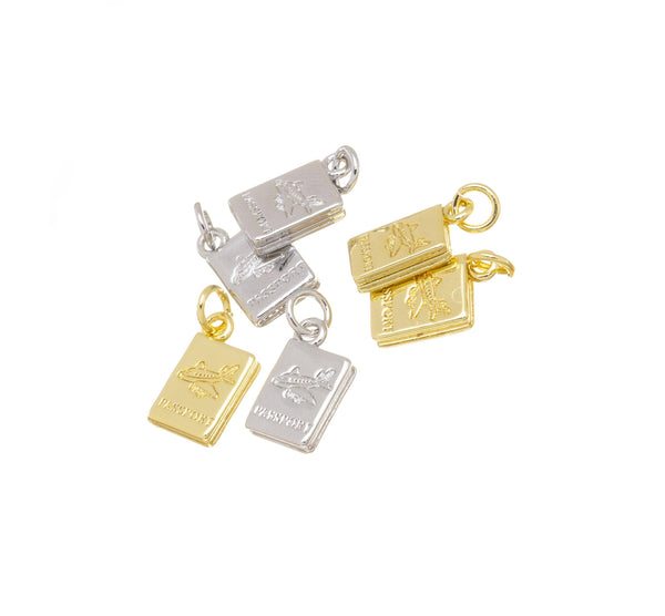 Airplane Passport Charm Aviation Gift for TravelersCPG769: Gold / 10pcs