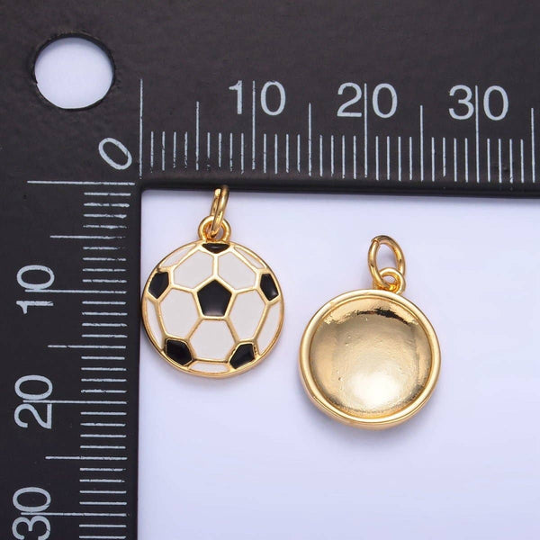 24K Gold Filled Sports Soccer Football Enamel Charm | W049