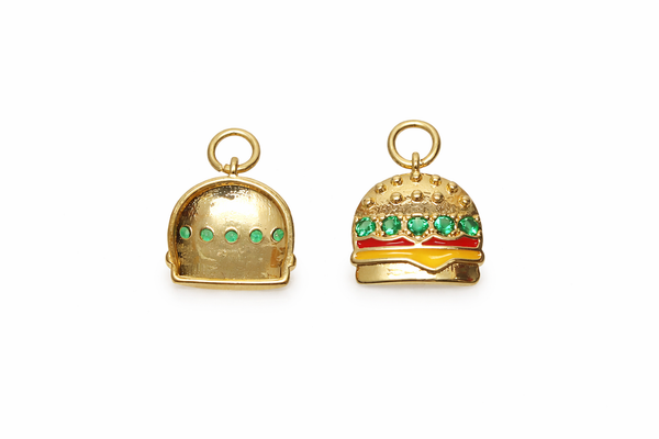 Burger Charm for Jewelry Making, Food charm CPG2989: 3pcs