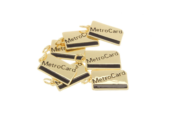 Gold Metro Card Charm, Souvenir, Subway Enthusiast, CPG2528: 6pcs