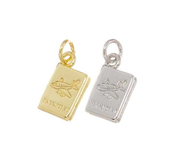Airplane Passport Charm Aviation Gift for TravelersCPG769: Gold / 10pcs