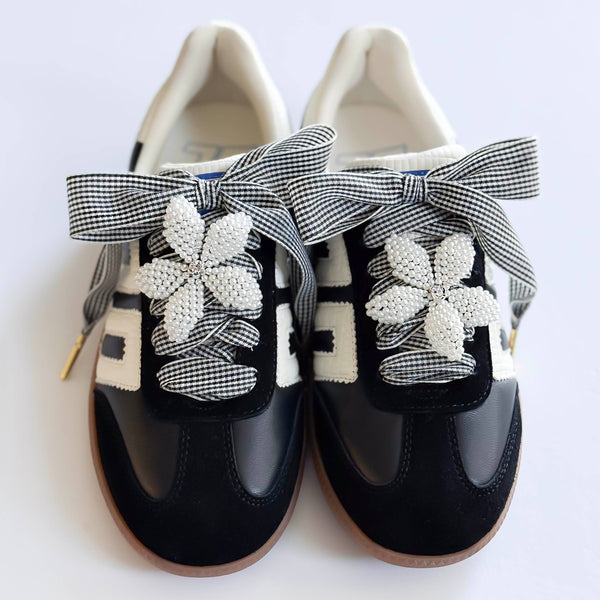 Shoe Charm and Lace Sets –  Shoelace Accessories: Navy Gingham/Evil Eye/Bolt/Feather