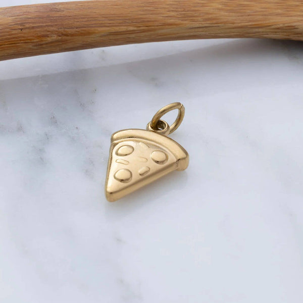 18K Gold PVD Stainless Steel Pizza Charm: Gold