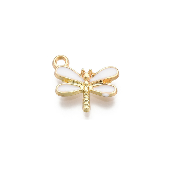 Gold Alloy Dragonfly Charm: Pink