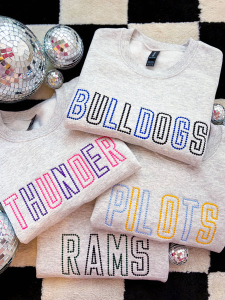 Custom Polka Dot Mascot Embroidered Crewneck: Ash Gray / XL