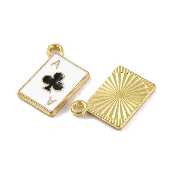 Gold Alloy Poker Card Charm: Club