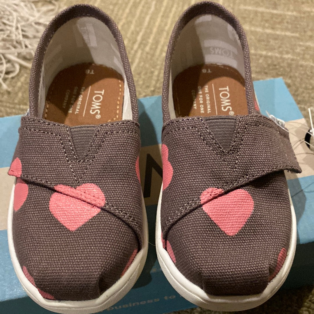 Ready To Ship | Pink Heart Toms in Toddler Size 8