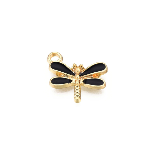 Gold Alloy Dragonfly Charm: Pink