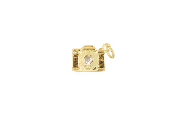Gold Tiny Camera Photographer Charm CPG1609: 5pcs