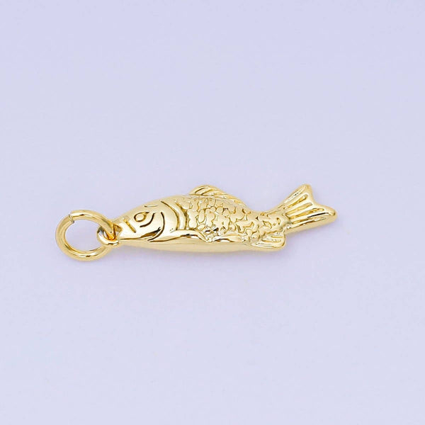 24K Gold Filled 19.5mm Aqua Sea Fish Charm | AJ-381