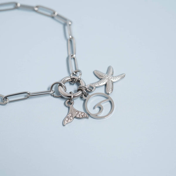 18K Gold PVD Stainless Steel Mermaid Tail Charm: Gold