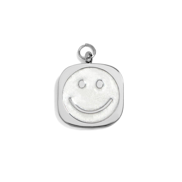 18K Gold PVD Stainless Steel Mother of Pearl Smiley Charm: Gold
