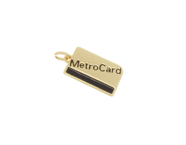 Gold Metro Card Charm, Souvenir, Subway Enthusiast, CPG2528: 6pcs