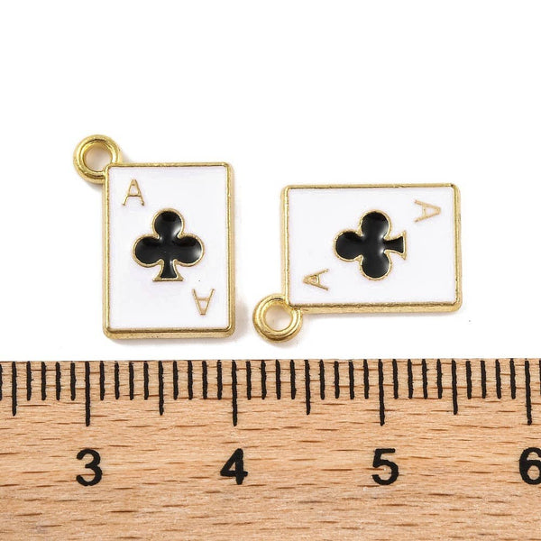Gold Alloy Poker Card Charm: Club