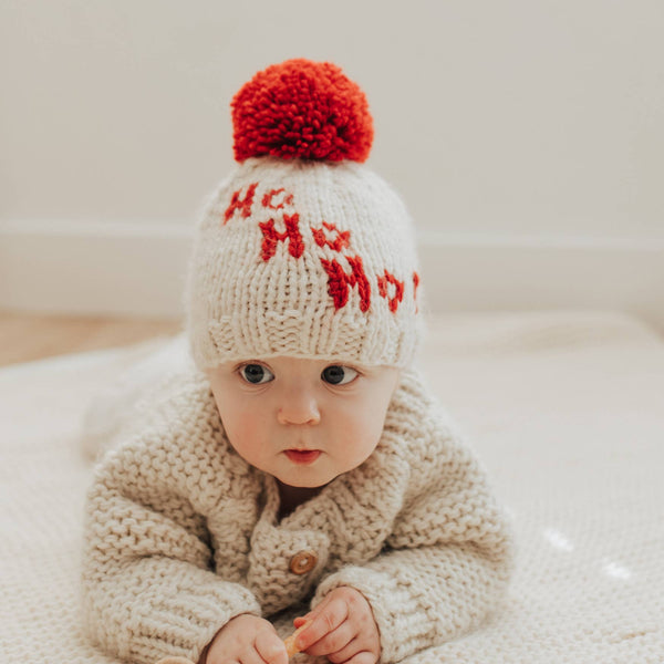 Ho Ho Ho! Hand Knit Beanie Hat SALE: L (2-6 years)