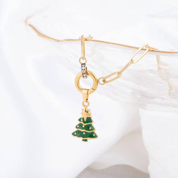 18k Gold PVD Stainless Steel Christmas Tree Charm: Gold