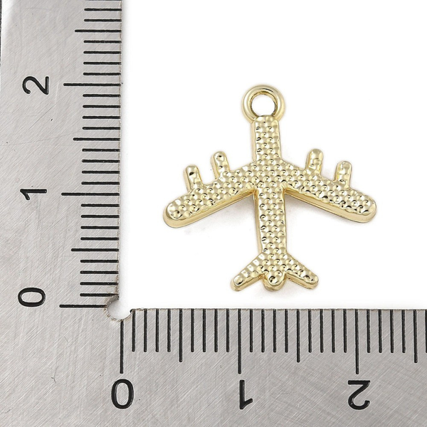 Alloy Rhinestone Airplane Charm: Gold