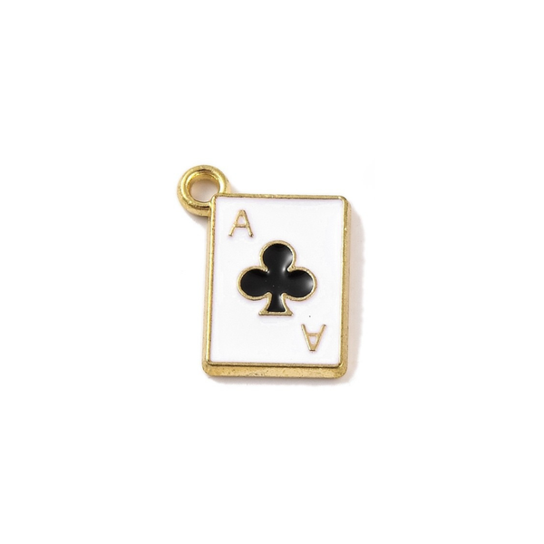 Gold Alloy Poker Card Charm: Diamond