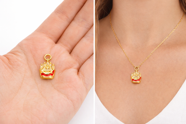 French Fries Charm for Jewelry Making, Potato Fries CPG2987: 3pcs
