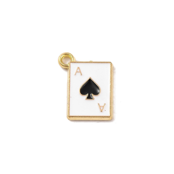 Gold Alloy Poker Card Charm: Spade