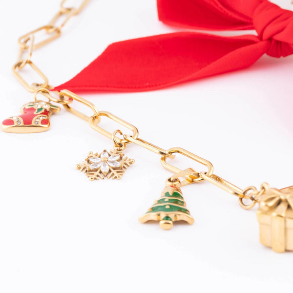 18K Gold PVD Stainless Steel Candy Cane Charm: Gold