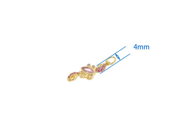 Gold CZ Crab Charm for Sealife Jewelry Making CPG1560: 3pcs