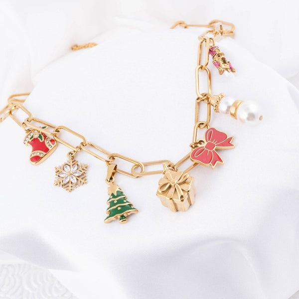 18K Gold PVD Stainless Steel Candy Cane Charm: Gold