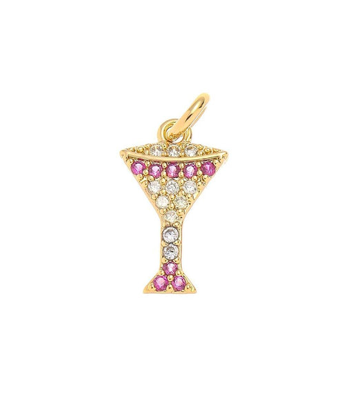 18k Gold Party Drink Cocktail Glass Charm Set CPG1543: 5pcs
