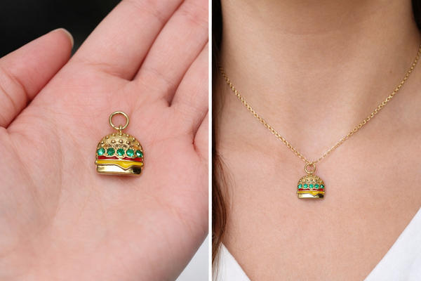 Burger Charm for Jewelry Making, Food charm CPG2989: 3pcs