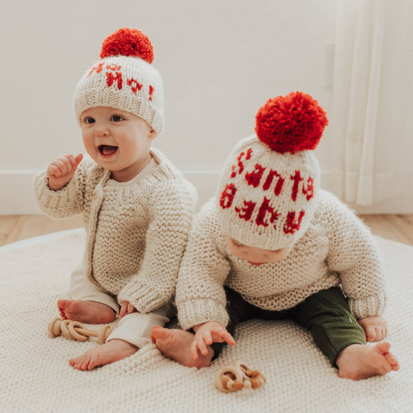 Ho Ho Ho! Hand Knit Beanie Hat SALE: L (2-6 years)